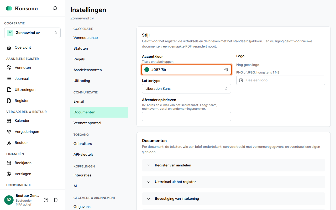 De stijl instellen, stap 1