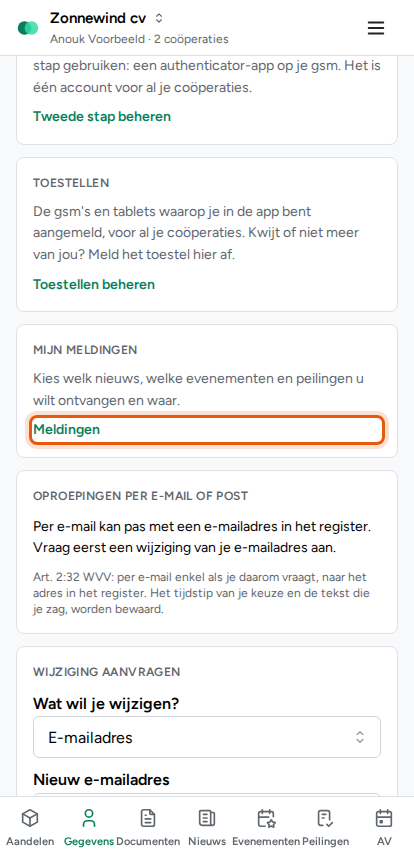 Kiezen welke meldingen je krijgt, stap 1