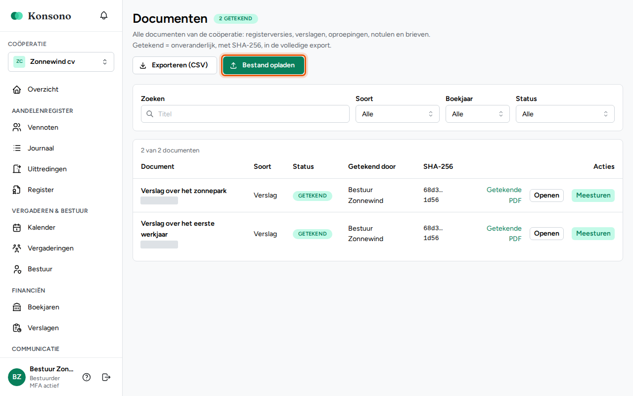 Een document opladen, stap 1