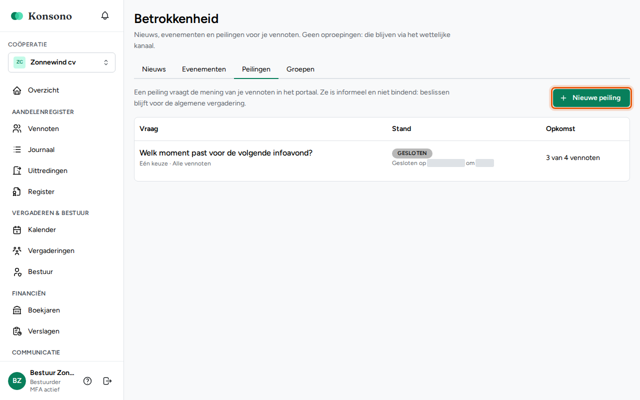 Een peiling houden, stap 1