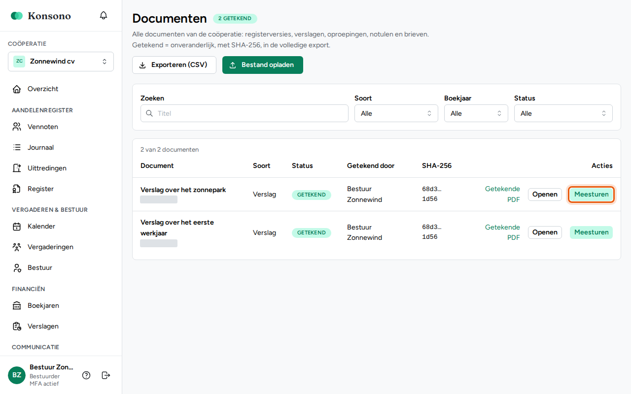 Een document meesturen, stap 1