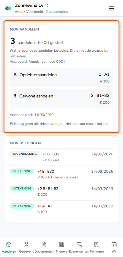 Mijn aandelen en documenten bekijken, stap 2
