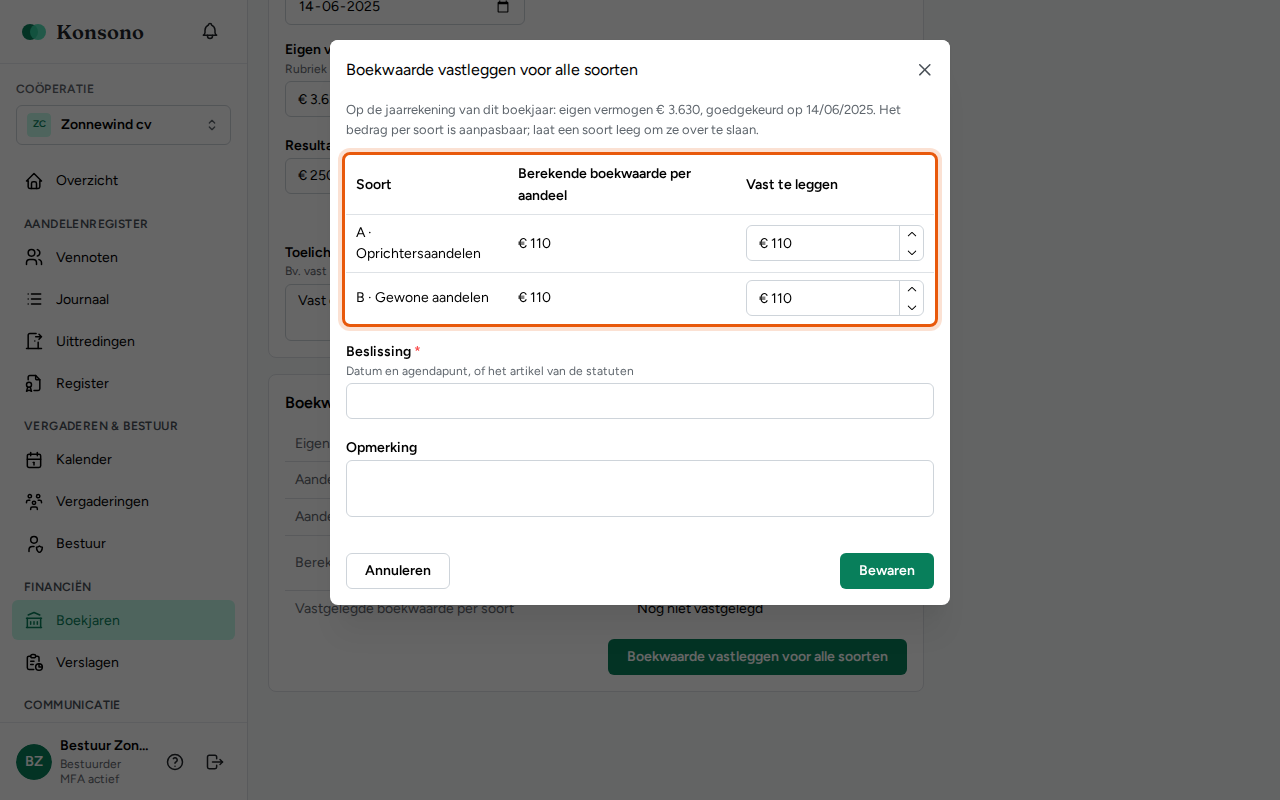 De boekwaarde per aandeel vastleggen, stap 2