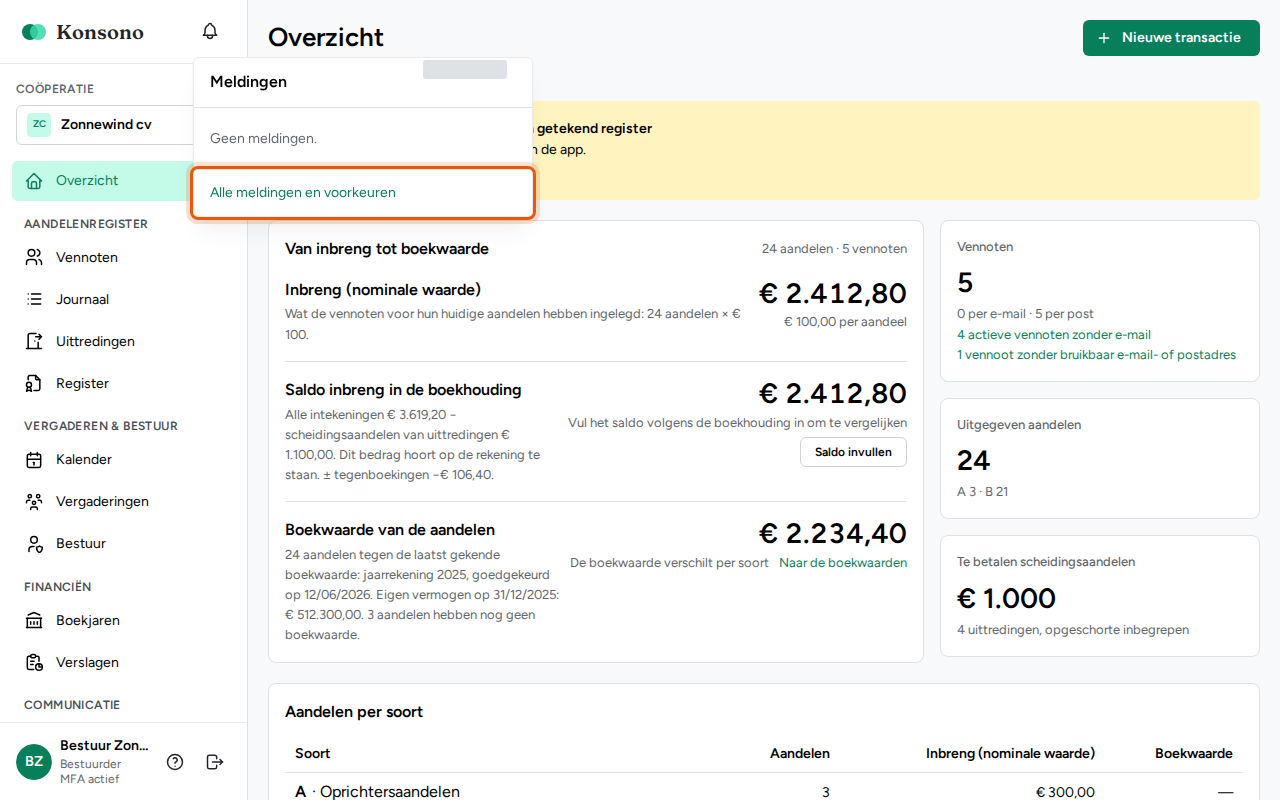 Je meldingen instellen, stap 2