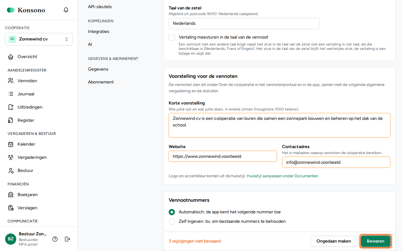 De voorstelling invullen, stap 3