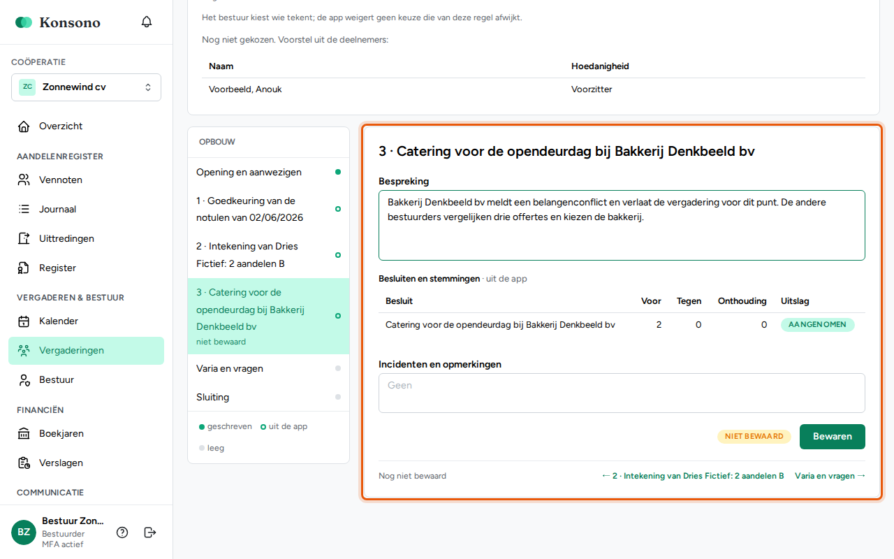 De notulen opmaken, stap 3