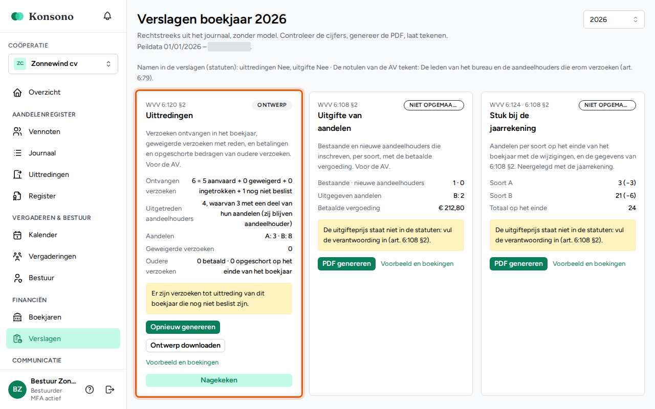 Een verslag genereren, stap 3