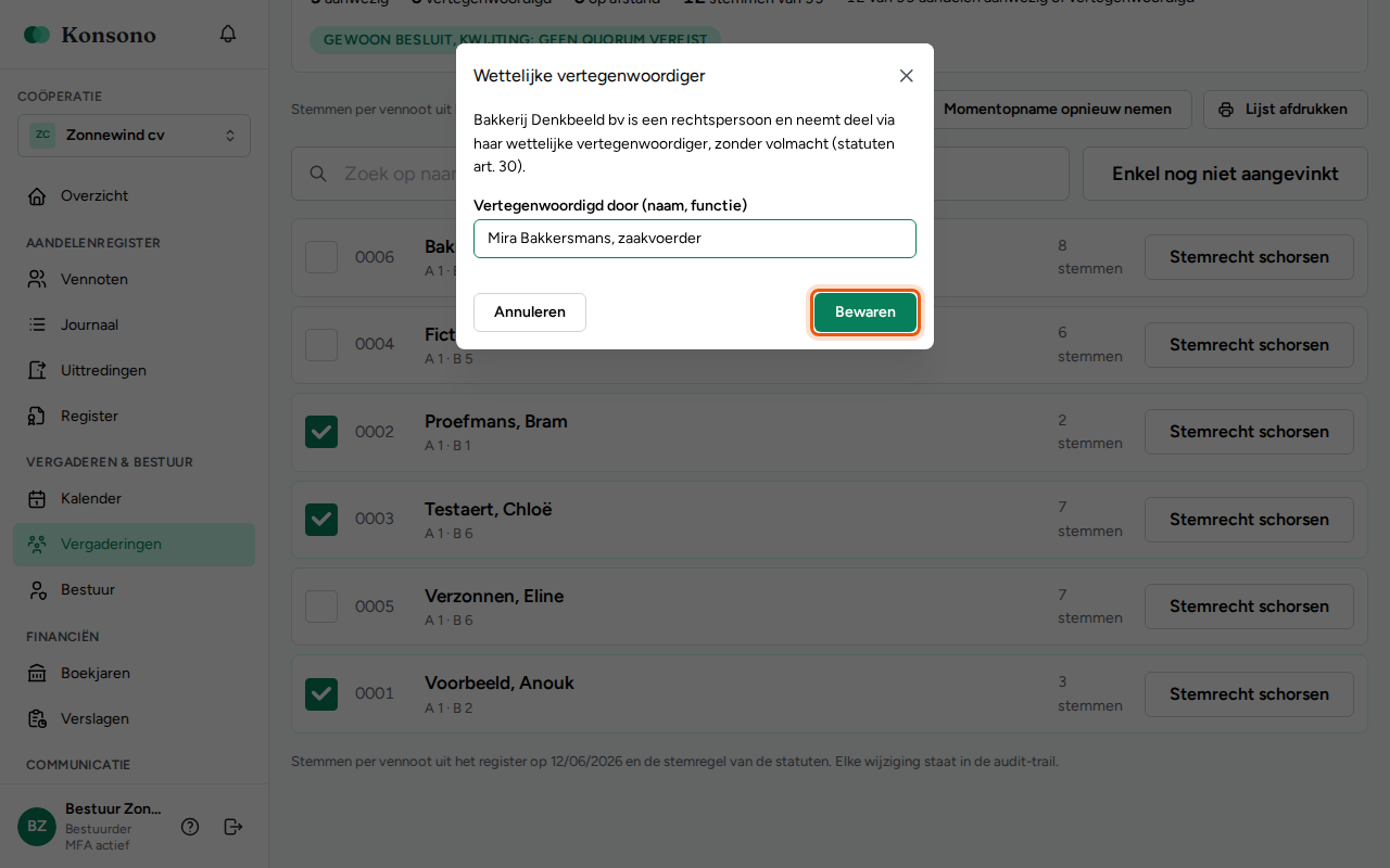 De aanwezigheid registreren, stap 3