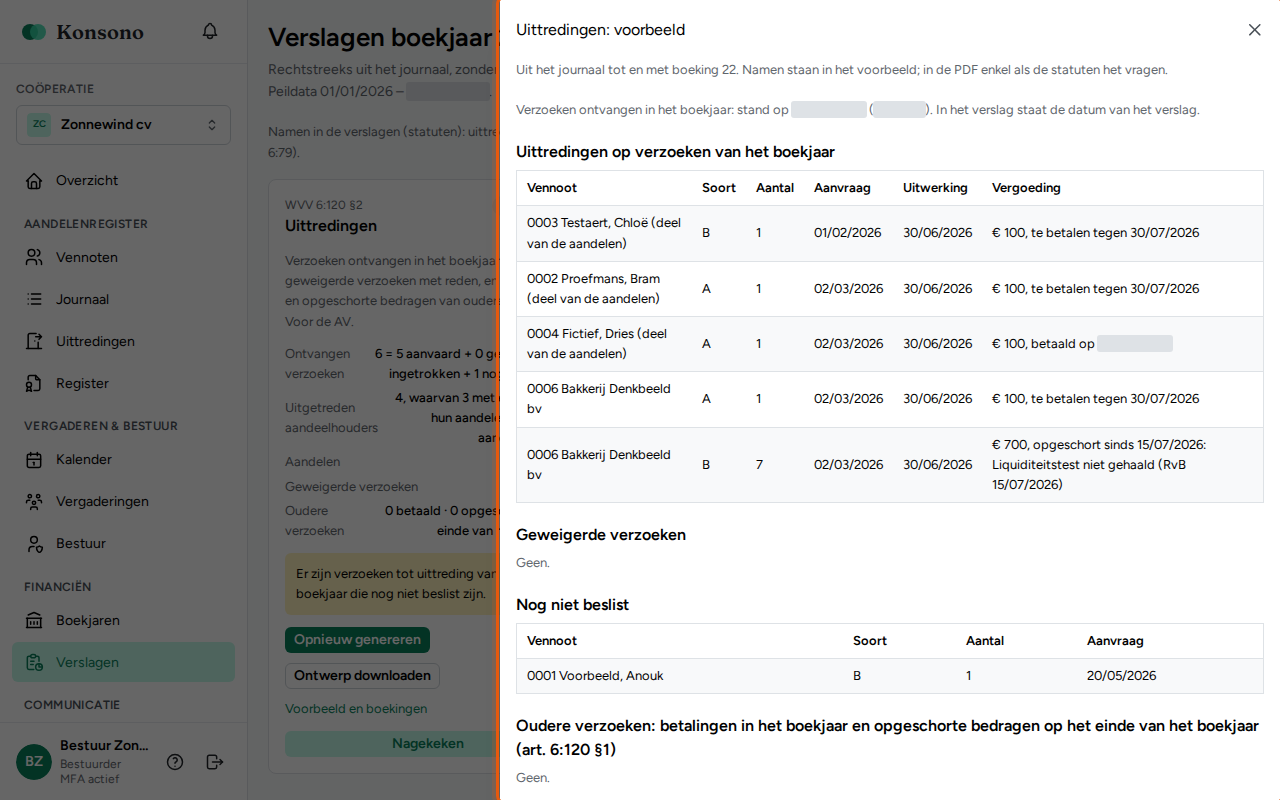 Een verslag genereren, stap 4