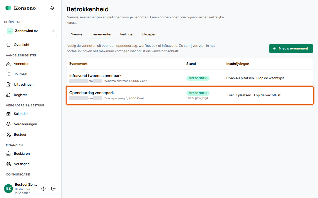 Een gewijzigde uitnodiging versturen, stap 5
